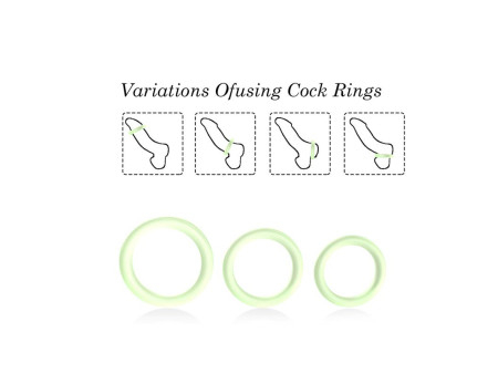Set 3 Anillos para el Pene Brilla en la Oscuridad