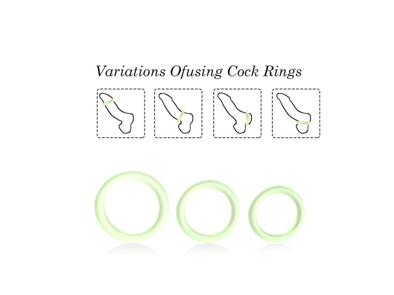 Set 3 Anillos para el Pene Brilla en la Oscuridad