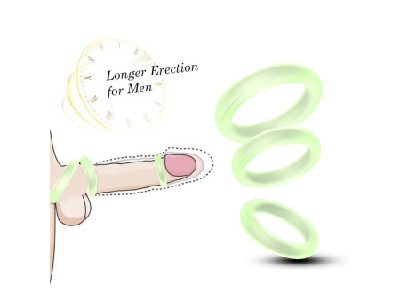 Set 3 Anillos para el Pene Brilla en la Oscuridad