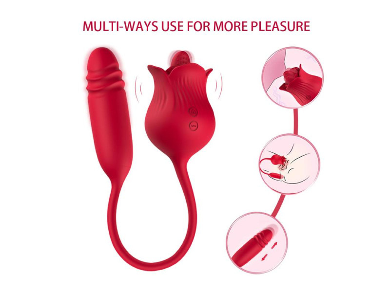 Rosa Vibradora con Licking y Thrusting USB