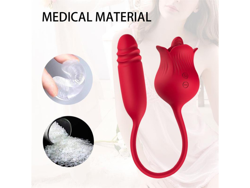 Rosa Vibradora con Licking y Thrusting USB