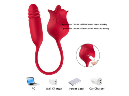 Rosa Vibradora con Licking y Thrusting USB