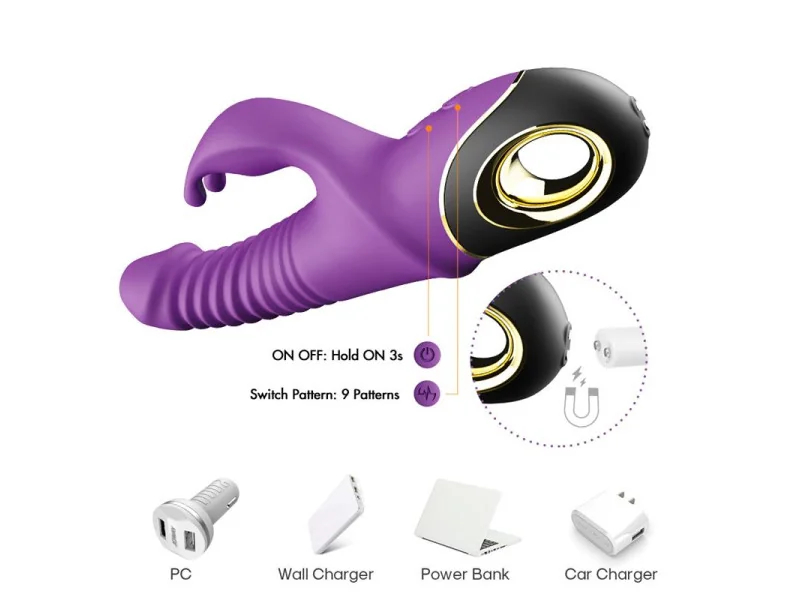 Vibrador con Thrusting y Oscilacion 360º Purpura
