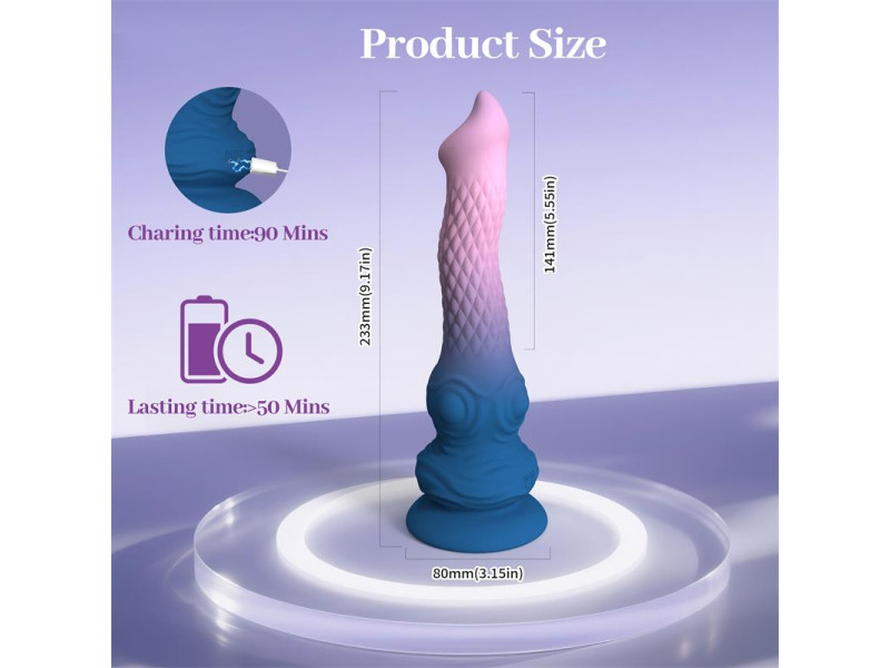 Dildo Fantasia Vibracion Oscilacion y Ventosa 233 cm