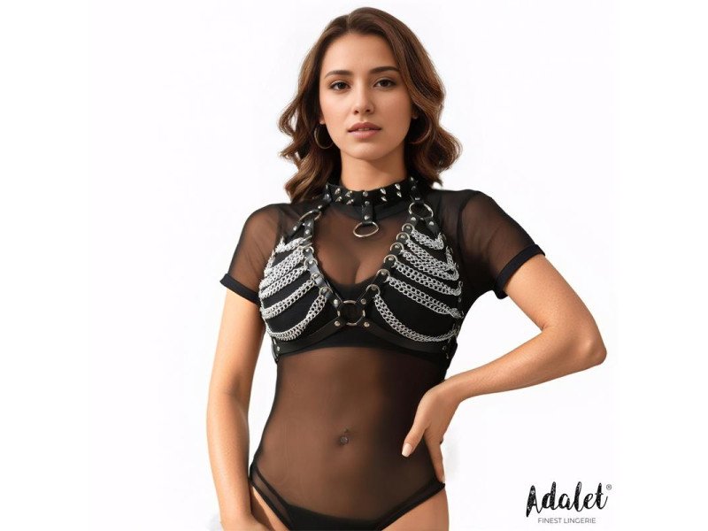 Zaira Sujetador Cuero Vegano con Cadenas Talla Unica Zaira Sujetador Cuero Vegano con Cadenas Talla Unica
