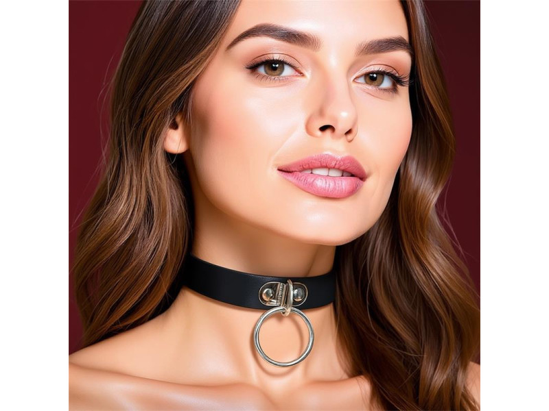 Collar con Aro Cuero Vegano Talla Unica