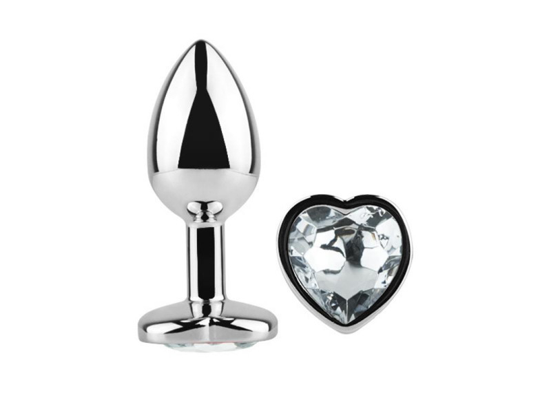 Plug Anal con Joya de Corazon Blanco Talla L