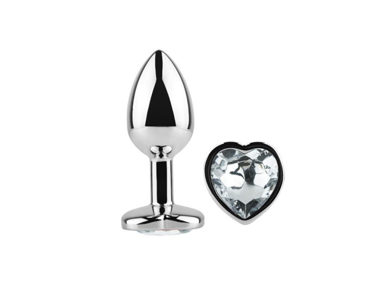 Plug Anal con Joya de Corazon Blanco Talla M