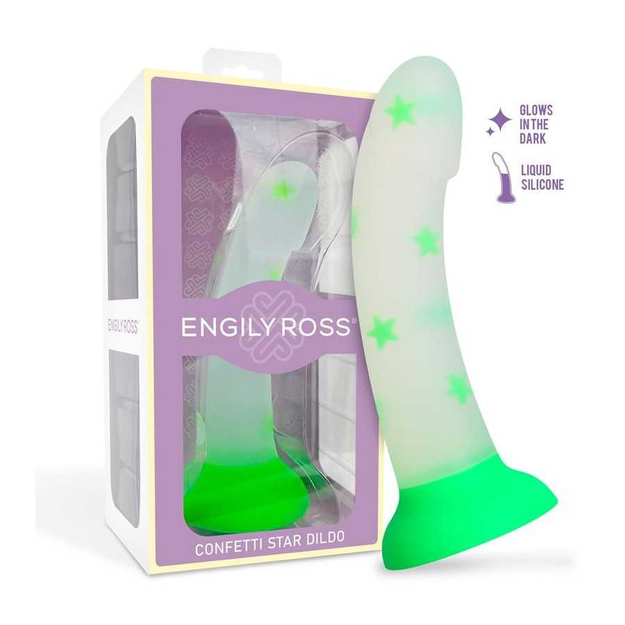 Dildo que Brilla en la Oscuridad Confetti Star 17 cm