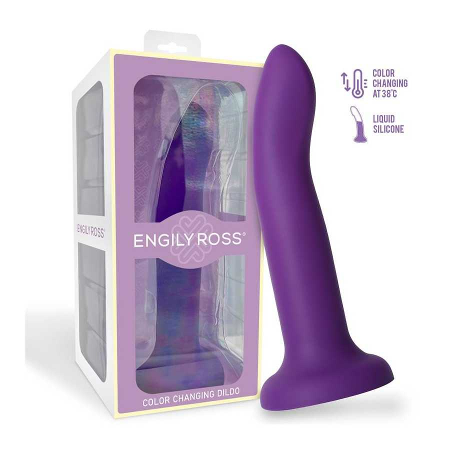 Dildo que Cambia de Color Pupura a Rosa Talla L 21 cm