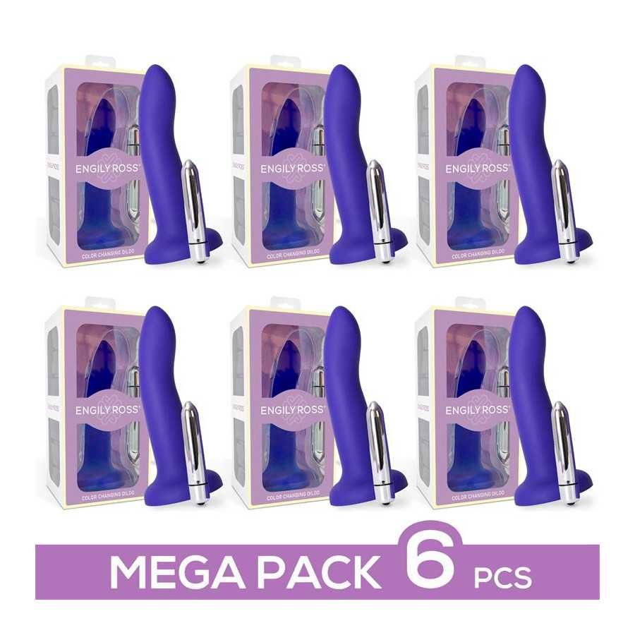 Pack 6 Dildo que Cambia de Color de Purpura a Rosa Talla S 14 cm