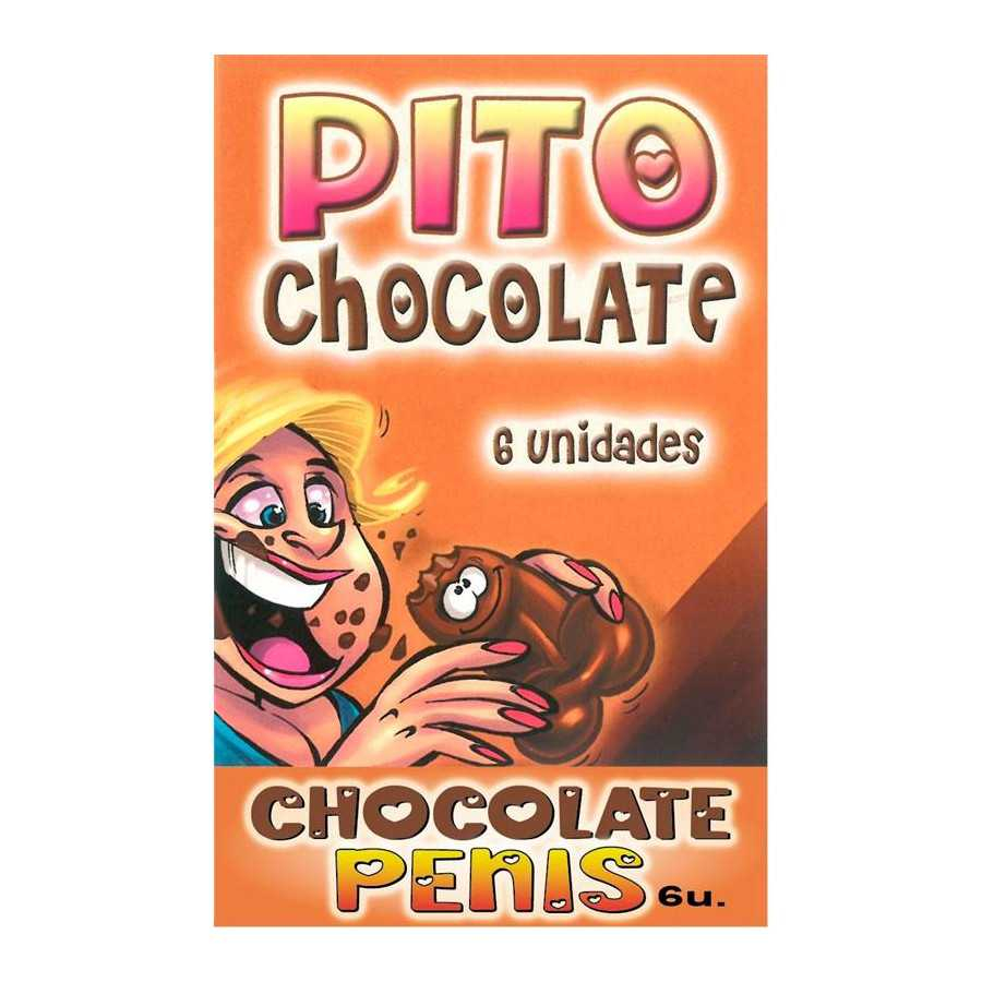 Caja Comic Forma Pene Chocolate Negro 6 unidades