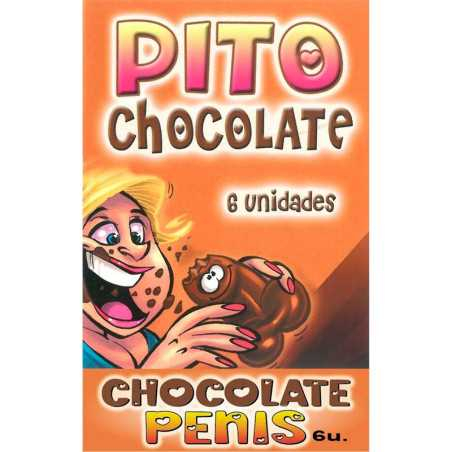 Caja Comic Forma Pene Chocolate Negro 6 unidades