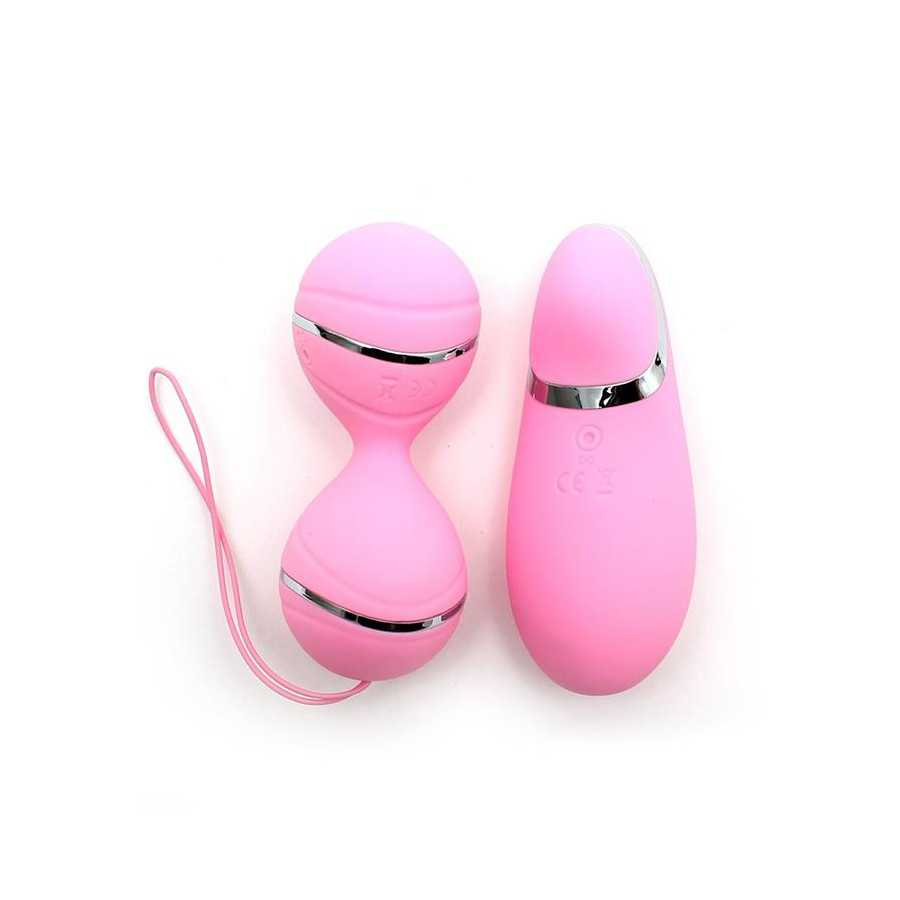 Bolas Kegel con Control Remoto y Estimulador Ibiza Rosa