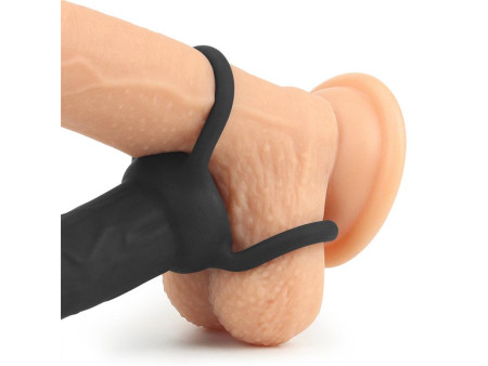 Dildo Anal con Doble Anillo Negro
