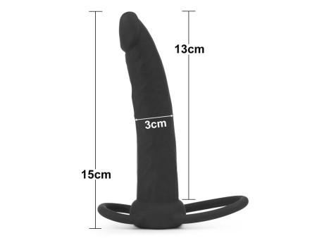 Dildo Anal con Doble Anillo Negro