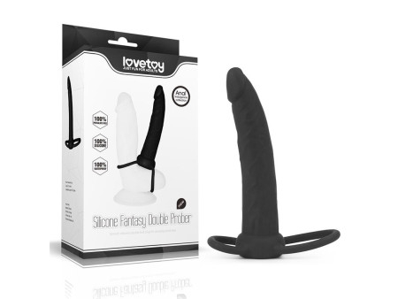 Dildo Anal con Doble Anillo Negro