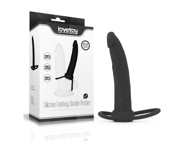 Dildo Anal con Doble Anillo Negro