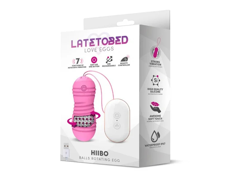 Hiibo Huevo Vibrador con Rotacion Control Remoto USB Silicona Rosa