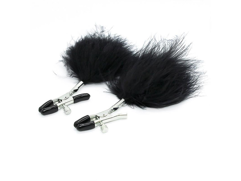 Pinzas para Pezones con Pompon de Pelo Largo Negro Pinzas para Pezones con Pompon de Pelo Largo Negro
