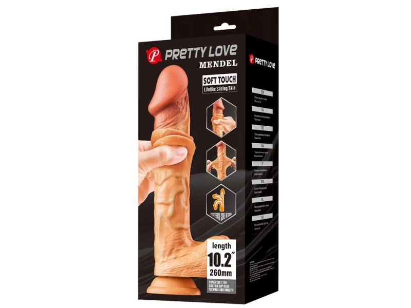 Mendel Dildo Realista Piel Deslizante Retractil 26 cm