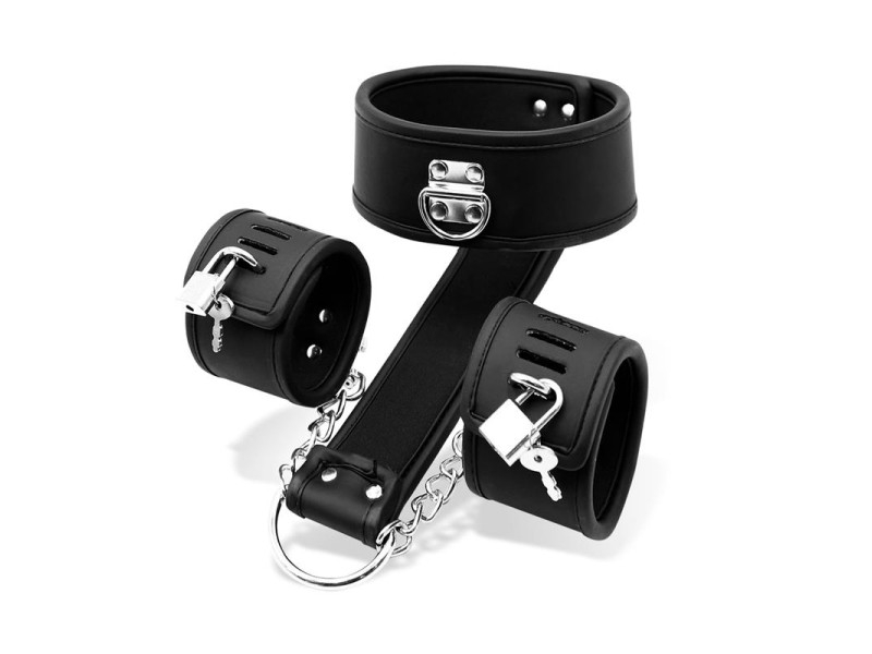 Set de Collar con Esposas y para Munecas Cuero Vegano