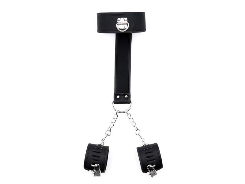 Set de Collar con Esposas y para Munecas Cuero Vegano