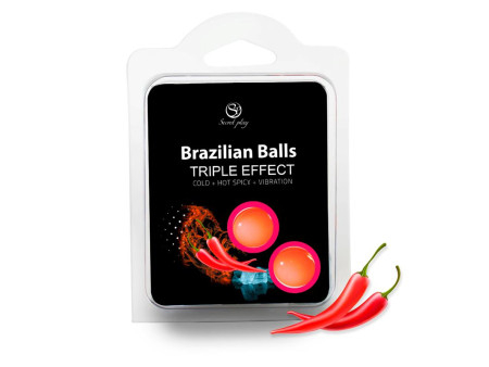 Set 2 Brazilian Balls Triple Efecto Calor Frio y Vibracion