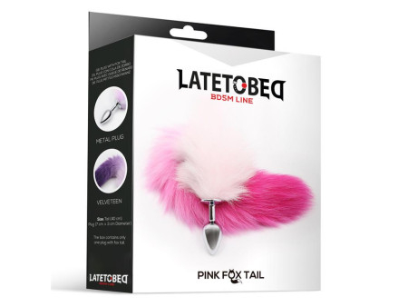 Plug Anal con Cola de Zorro Rosa y Blanca Talla S
