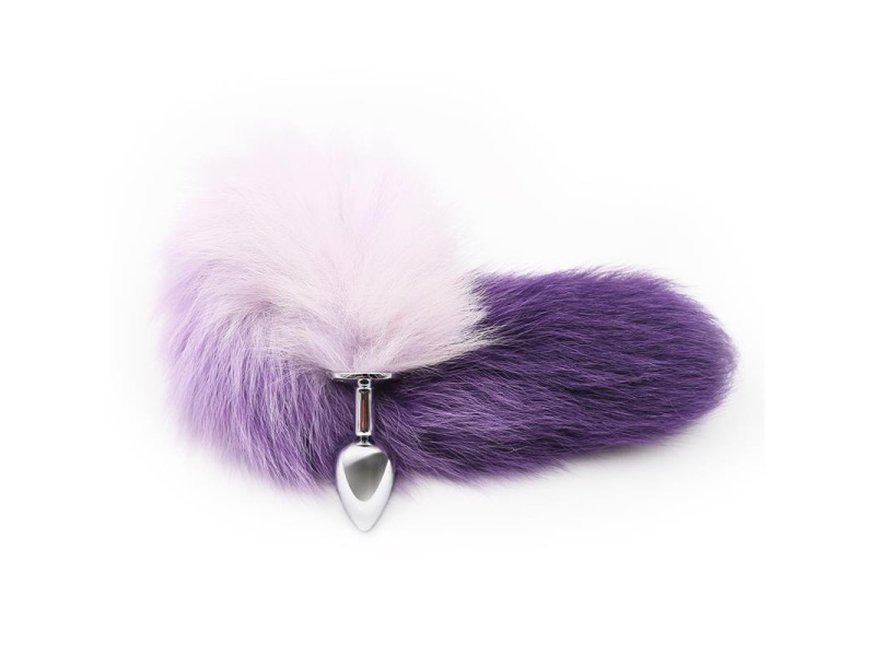 Plug Anal con Cola de Zorro Purpura y Blanco Talla S