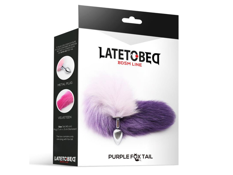 Plug Anal con Cola de Zorro Purpura y Blanco Talla S