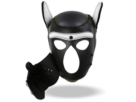 Hound Mascara de Perro Neopreno Hocido Extraible Negro Blanco Talla Unica