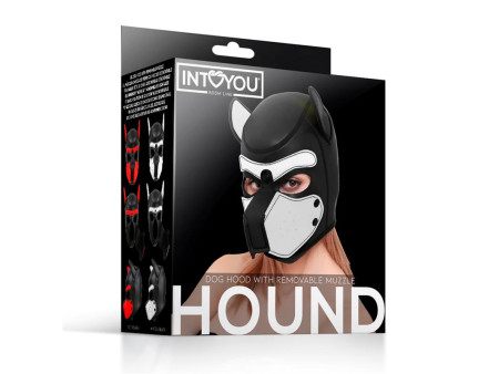 Hound Mascara de Perro Neopreno Hocido Extraible Negro Blanco Talla Unica