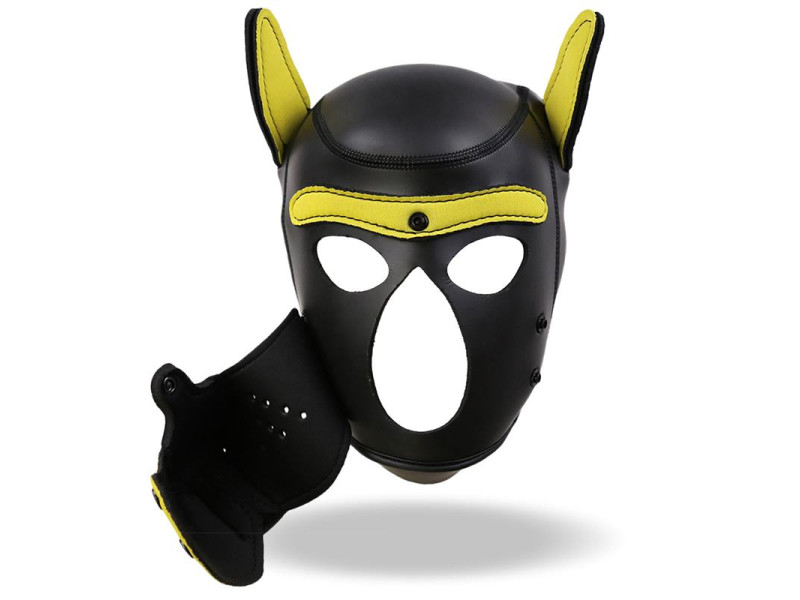 Hound Mascara de Perro Neopreno Hocico Extraible Negro Amarillo Talla Unica