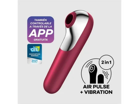 Dual Love Vibrador y Succionador de Aire Pulsado Rojo Dual Love Vibrador y Succionador de Aire Pulsado Rojo