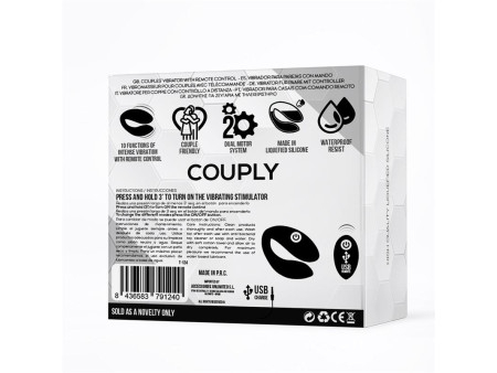 Couply Juguete para Parejas con Control Remoto USB Unibody Silicona Liquida