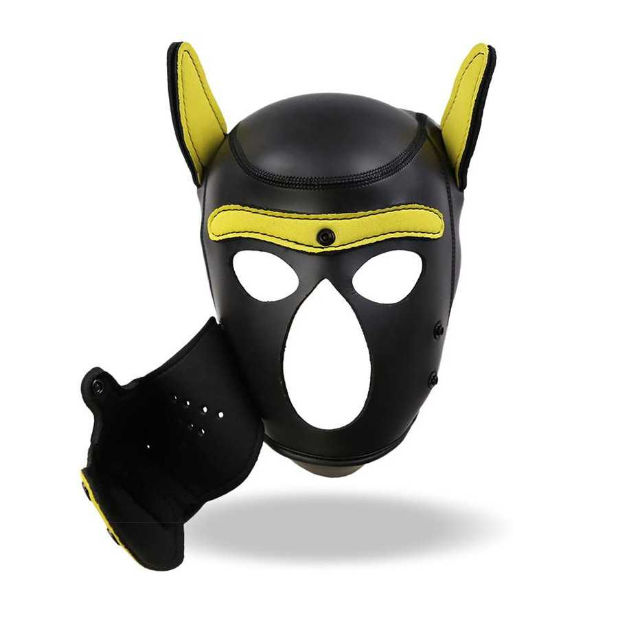 Hound Mascara de Perro Neopreno Hocico Extraible Negro Amarillo Talla Unica