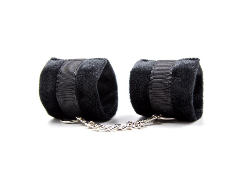 Esposas de Tela con Velcro para Munecas con Pelo Largo Negro