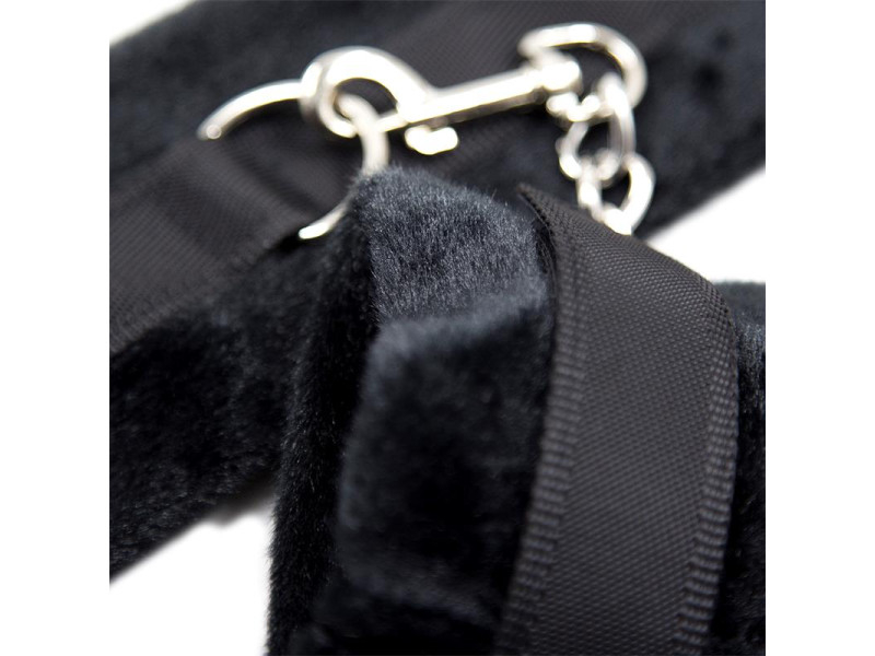 Esposas de Tela con Velcro para Munecas con Pelo Largo Negro