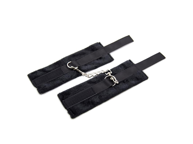 Esposas de Tela con Velcro para Munecas con Pelo Largo Negro