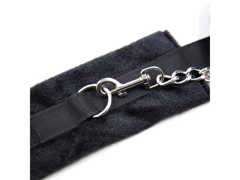 Esposas de Tela con Velcro para Munecas con Pelo Largo Negro