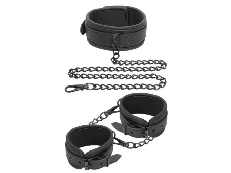 Set de Collar y Esposas para Munecas Cuero Vegano Set de Collar y Esposas para Munecas Cuero Vegano