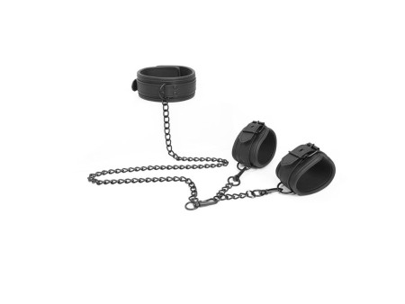 Set de Collar y Esposas para Munecas Cuero Vegano Set de Collar y Esposas para Munecas Cuero Vegano
