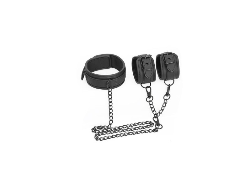 Set de Collar y Esposas para Munecas Cuero Vegano