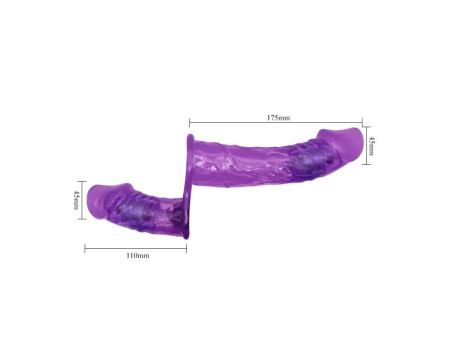 Arnes con Dildo Doble y Vibracion Purpura Arnes con Dildo Doble y Vibracion Purpura