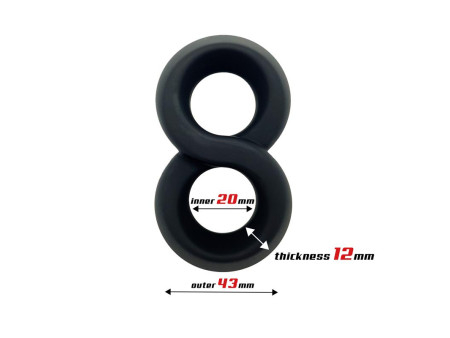 Anillo Doble para el Pene 100 Silicona Liquida 2 cm Negro
