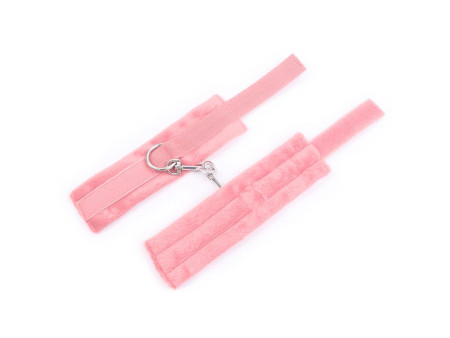 Esposas de Tela con Velcro para Munecas con Pelo Largo Rosa