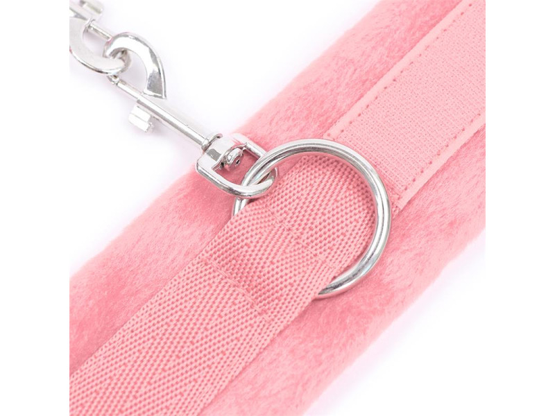 Esposas de Tela con Velcro para Munecas con Pelo Largo Rosa