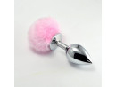 Plug Anal de Metal con Pompon Rosa Talla L