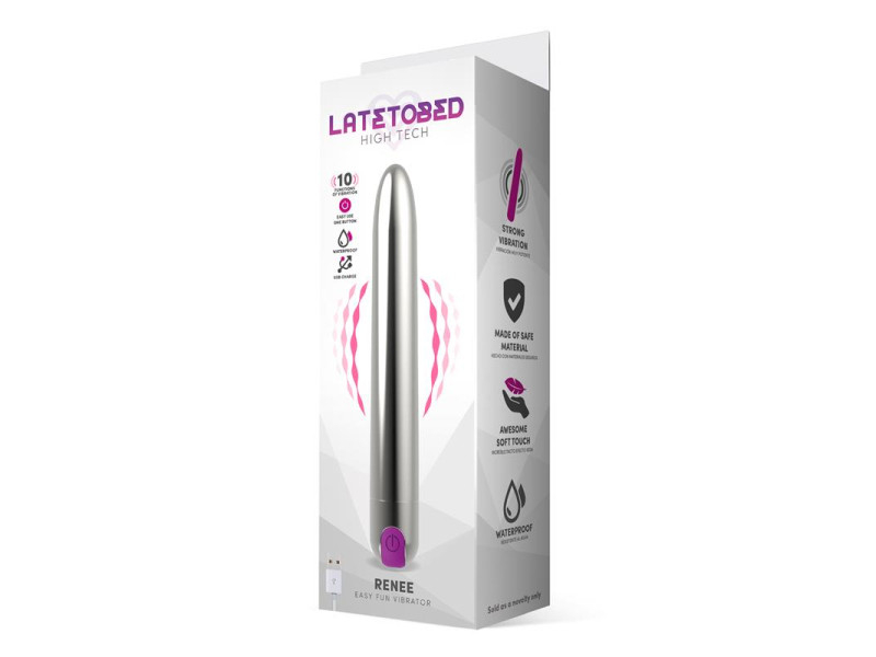 Renee Vibrador 10 Funciones 185 cm USB Plata